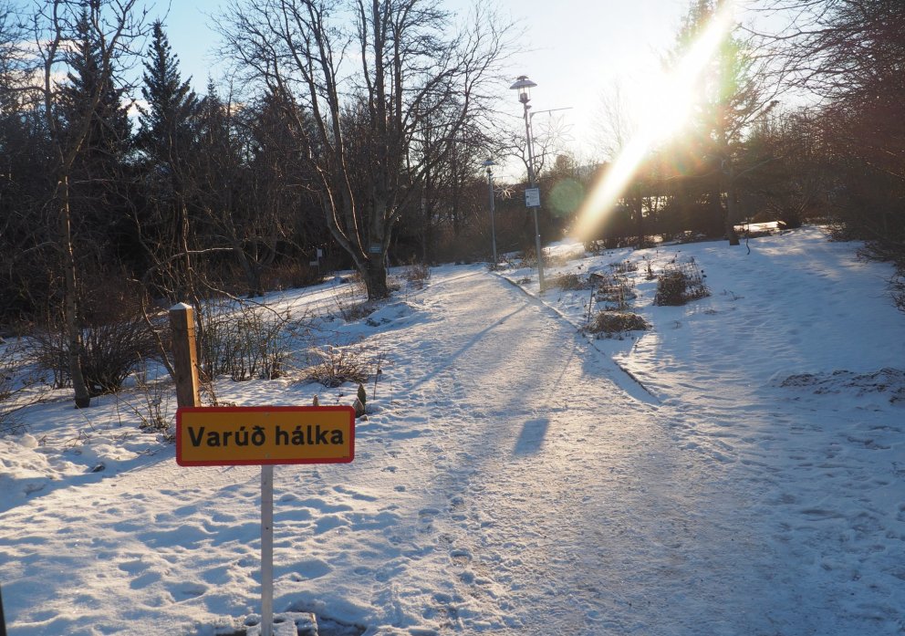 Slippery conditions on the paths and grassy flats.